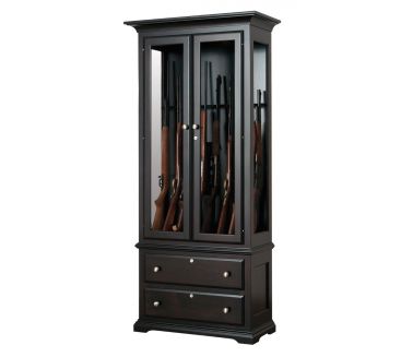 8 Gun Cabinet with Drawers - Cherry (Shown In Brown Maple)